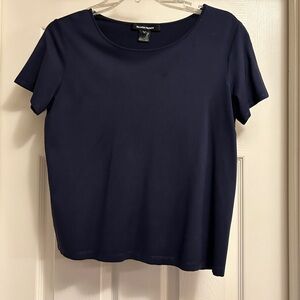 Ellen Tracy Navy Blue Silk Blouse